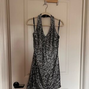 Ya Los Angeles Silver Black Sequin Bodycon Dress